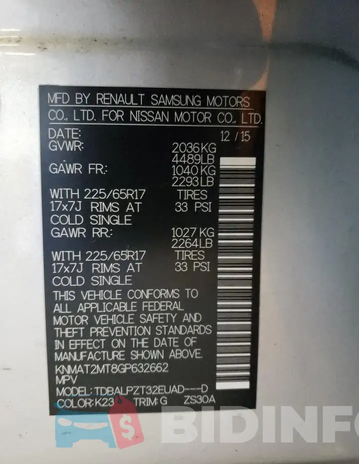 KNMAT2MT8GP632662 Photo# 13