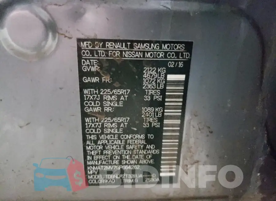 KNMAT2MV7GP664262 Photo# 13