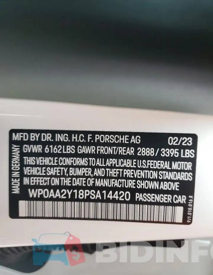 WP0AA2Y18PSA14420 Photo# 12