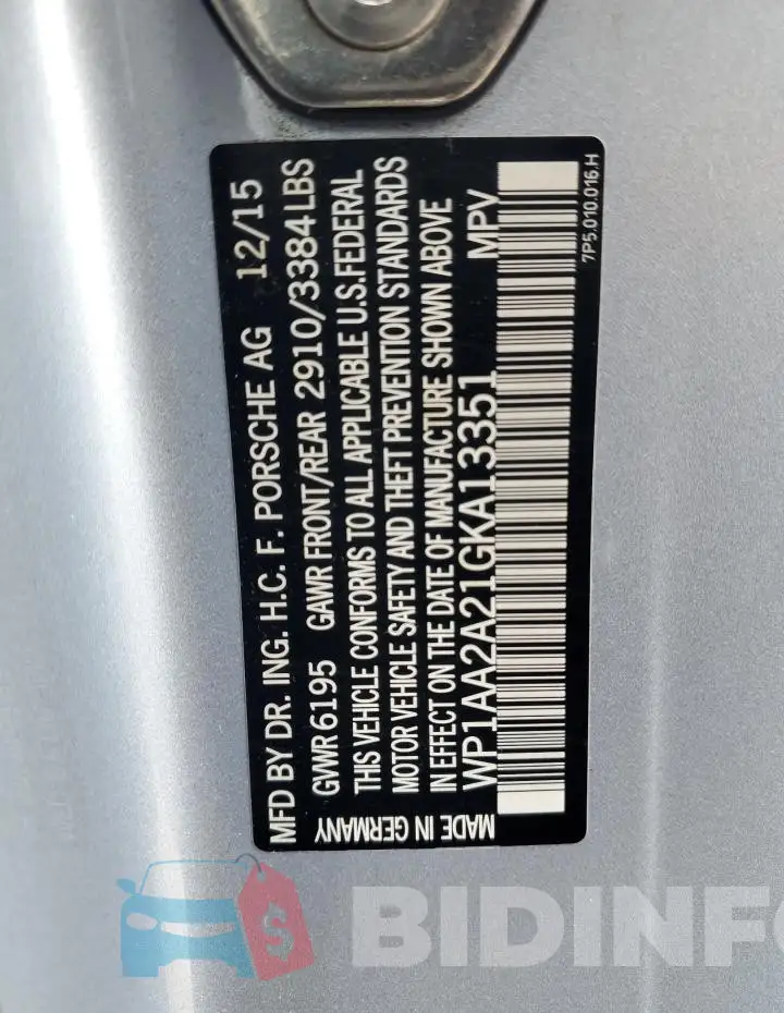 WP1AA2A21GKA13351 Photo# 12