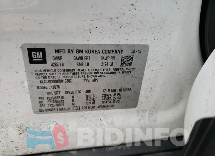 KL4CJBSB9HB013702 Photo# 12