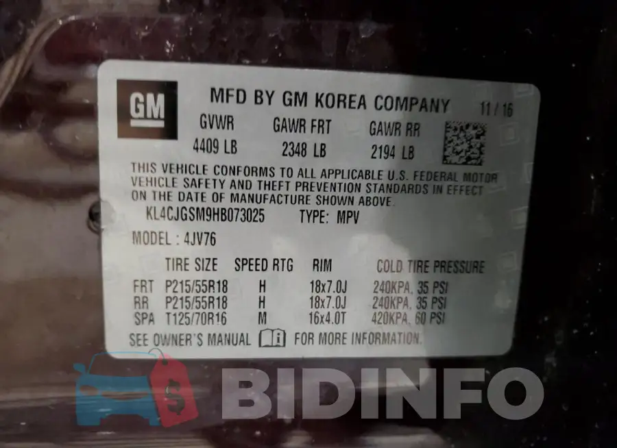 KL4CJGSM9HB073025 Photo# 12