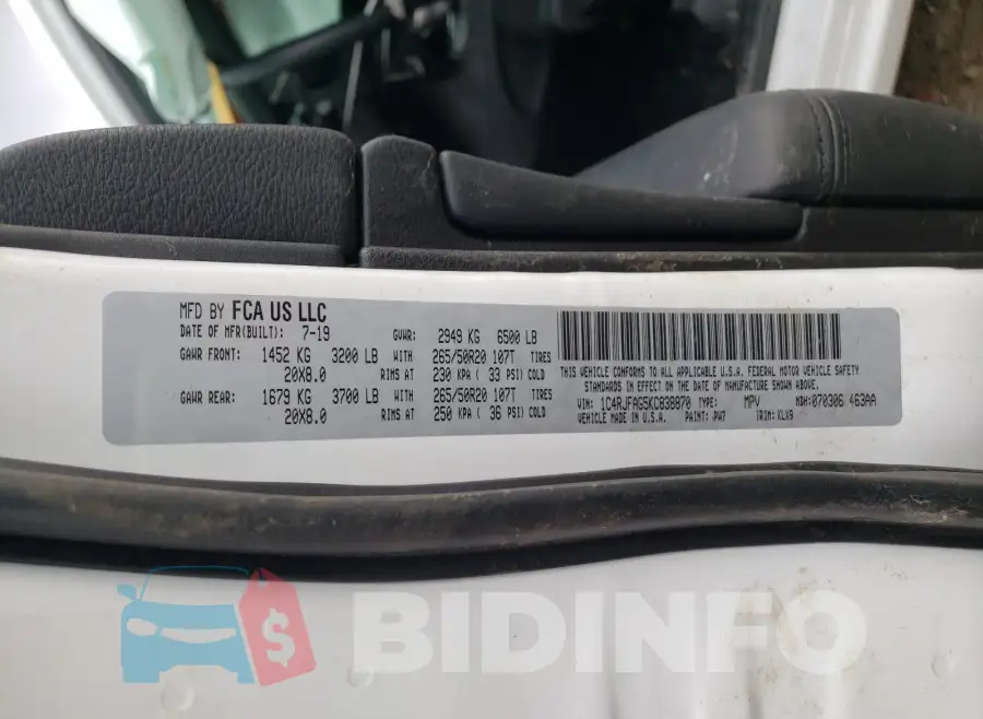 1C4RJFAG5KC838870 Photo# 10