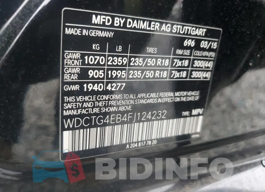 WDCTG4EB4FJ124232 Photo# 14