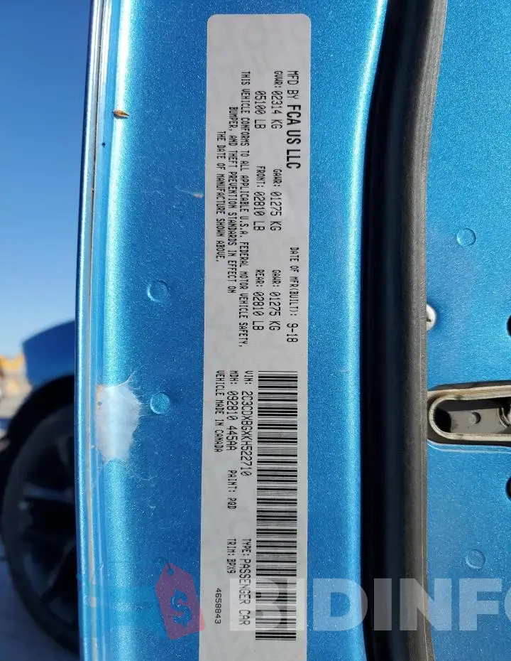 2C3CDXBGXKH522710 Photo# 13