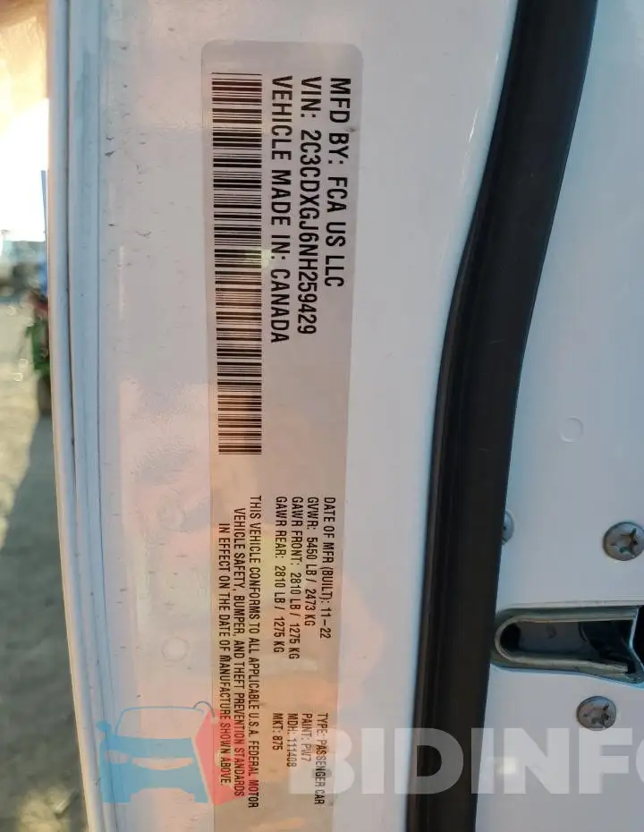 2C3CDXGJ6NH259429 Photo# 12
