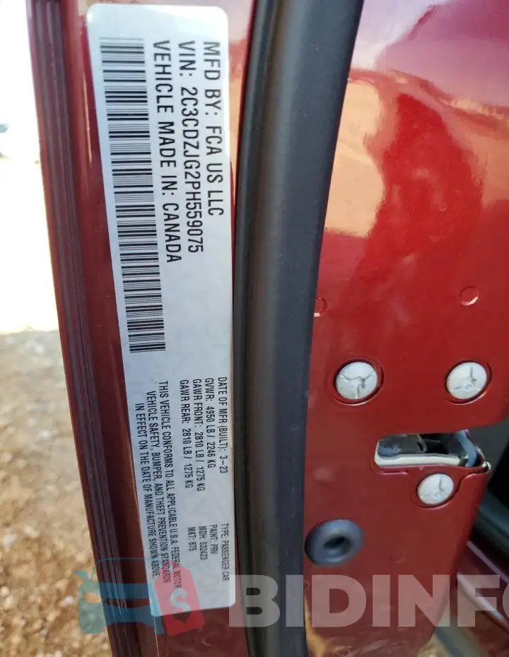 2C3CDZJG2PH559075 Photo# 13