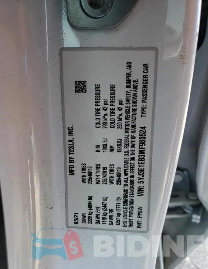 5YJ3E1EB3MF980524 Photo# 12
