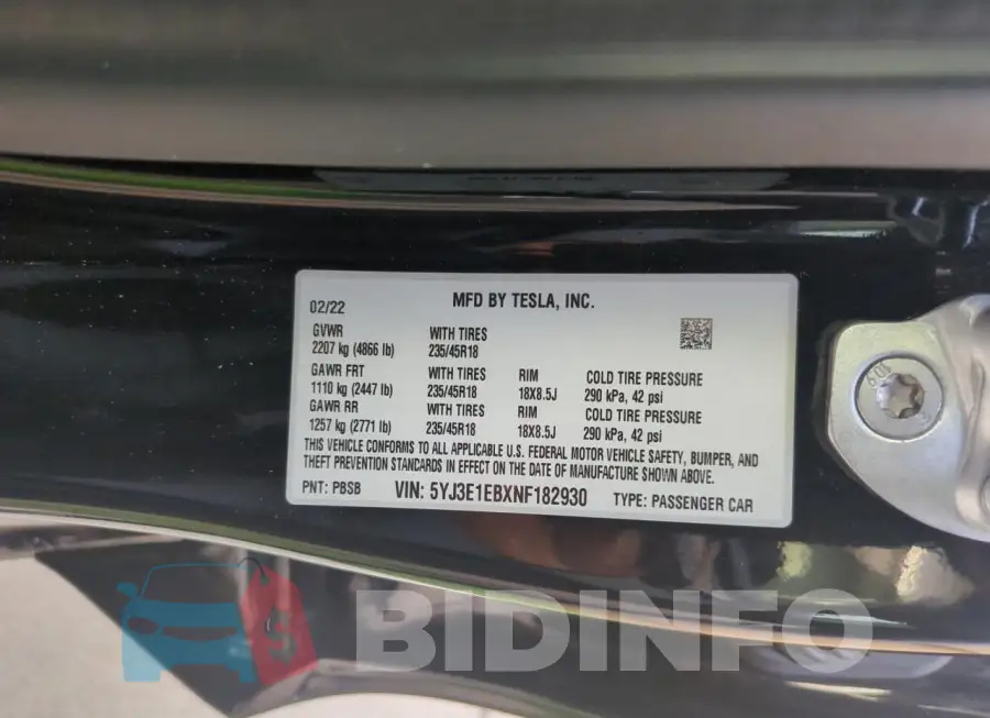 5YJ3E1EBXNF182930 Photo# 10