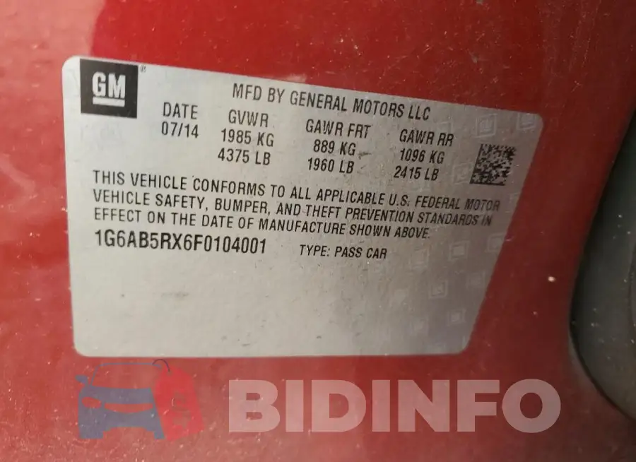 1G6AB5RX6F0104001 Photo# 12