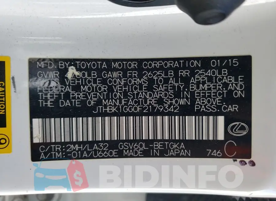 JTHBK1GG0F2179342 Photo# 12