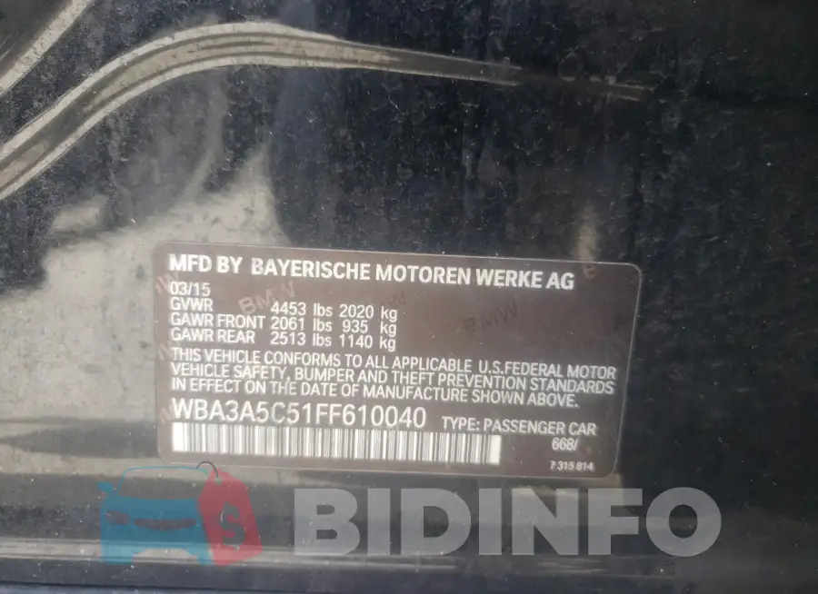WBA3A5C51FF610040 Photo# 12