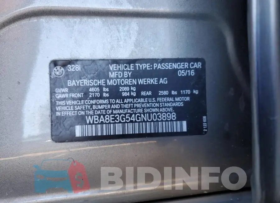 WBA8E3G54GNU03898 Photo# 12