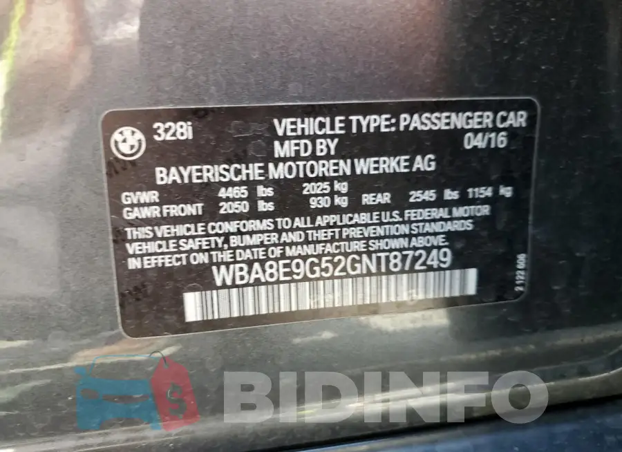 WBA8E9G52GNT87249 Photo# 13