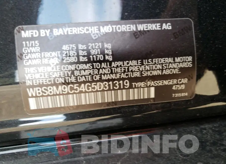 WBS8M9C54G5D31319 Photo# 13