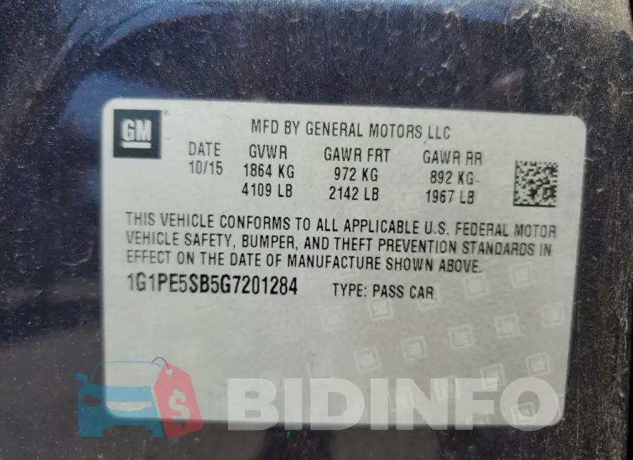 1G1PE5SB5G7201284 Photo# 13