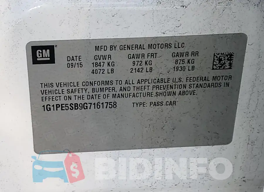 1G1PE5SB9G7161758 Photo# 12