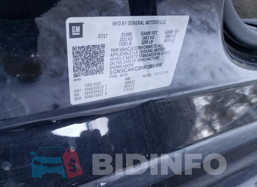 1GNSCAKC3HR385498 Photo# 13