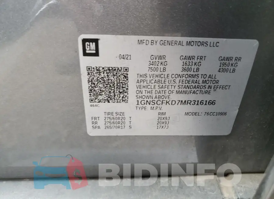 1GNSCFKD7MR316166 Photo# 12