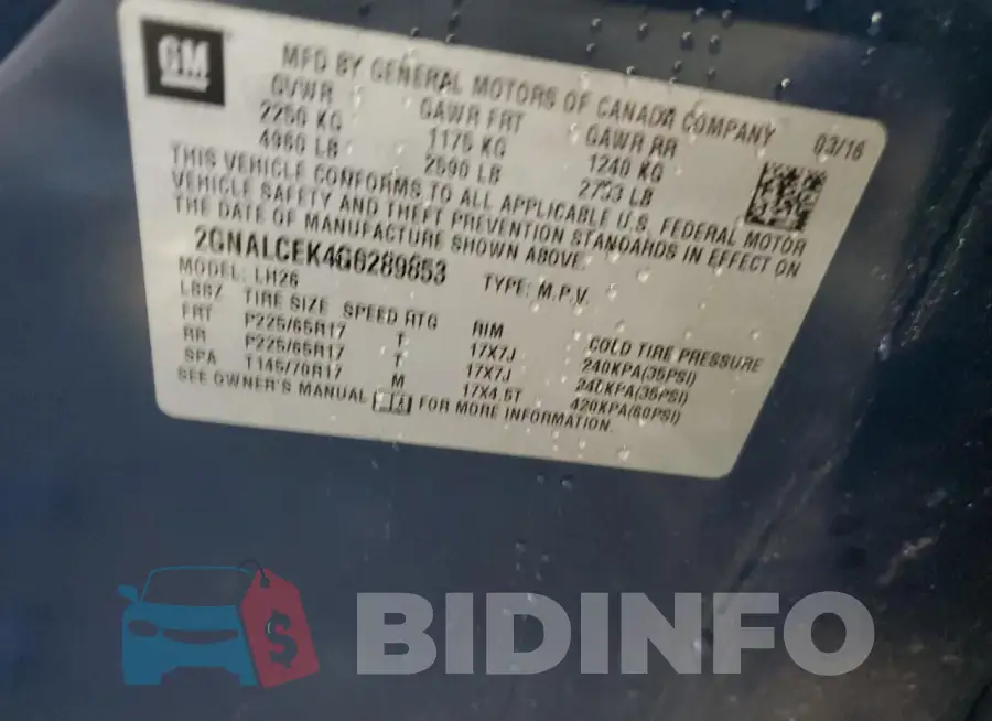 2GNALCEK4G6289853 Photo# 12