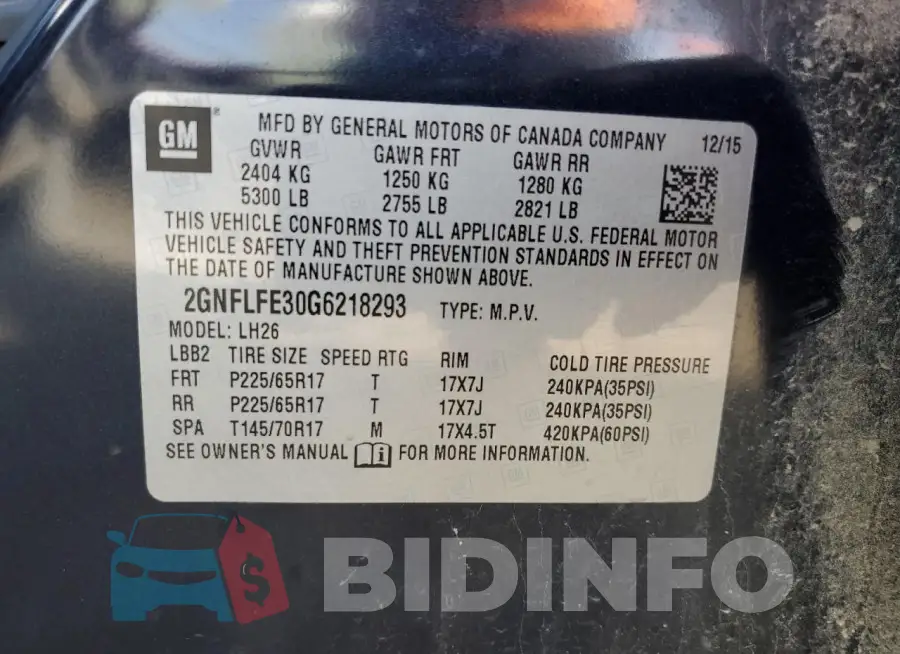 2GNFLFE30G6218293 Photo# 12