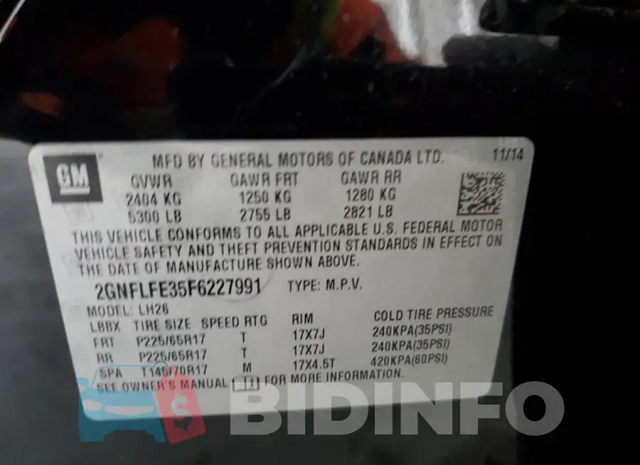 2GNFLFE35F6227991 Photo# 14