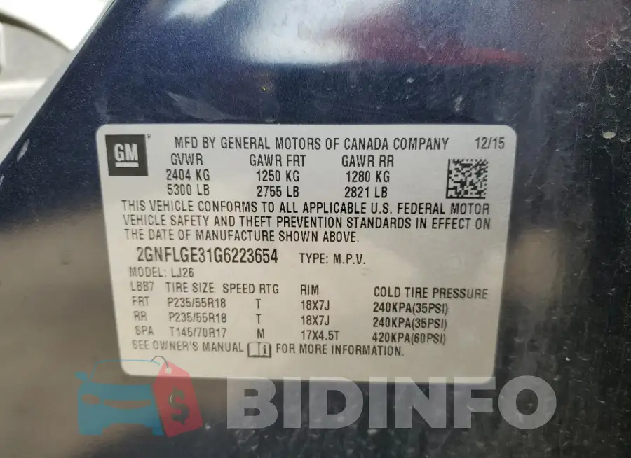 2GNFLGE31G6223654 Photo# 12