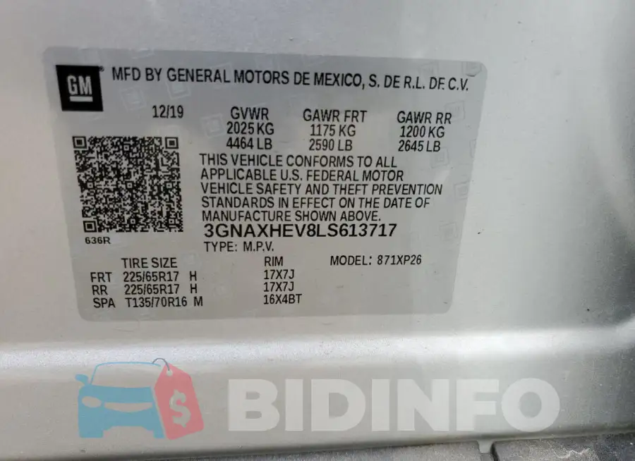 3GNAXHEV8LS613717 Photo# 14