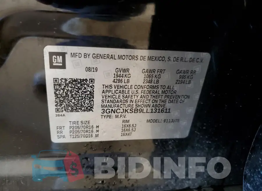 3GNCJKSB9LL131611 Photo# 13