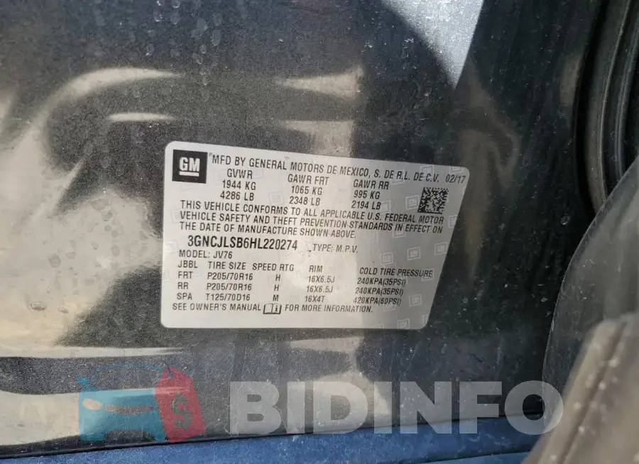 3GNCJLSB6HL220274 Photo# 12