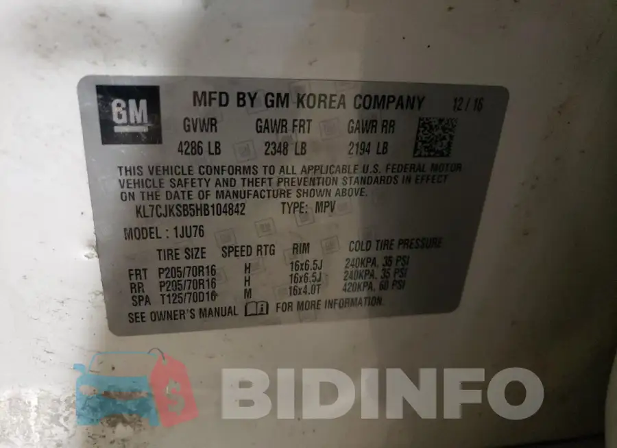 KL7CJKSB5HB104842 Photo# 12