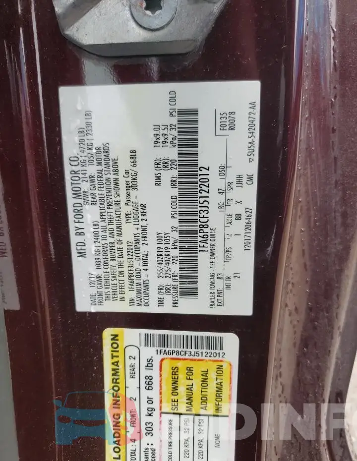 1FA6P8CF3J5122012 Photo# 12