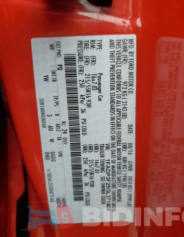 1FADP3F25GL371404 Photo# 12