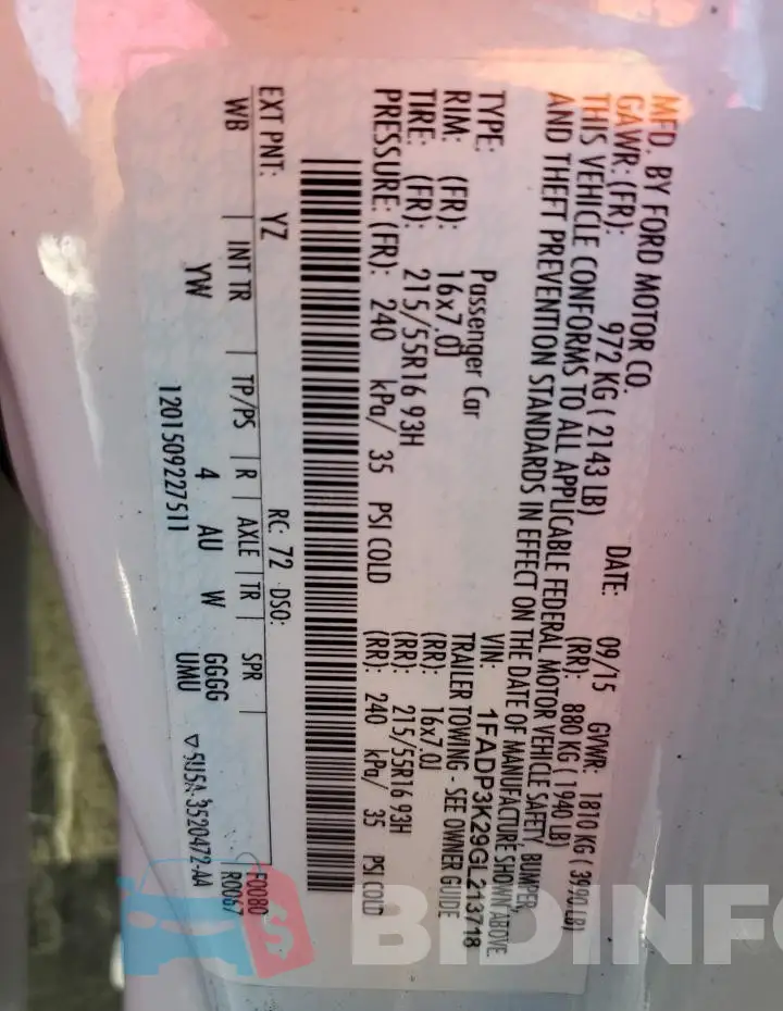 1FADP3K29GL213718 Photo# 13