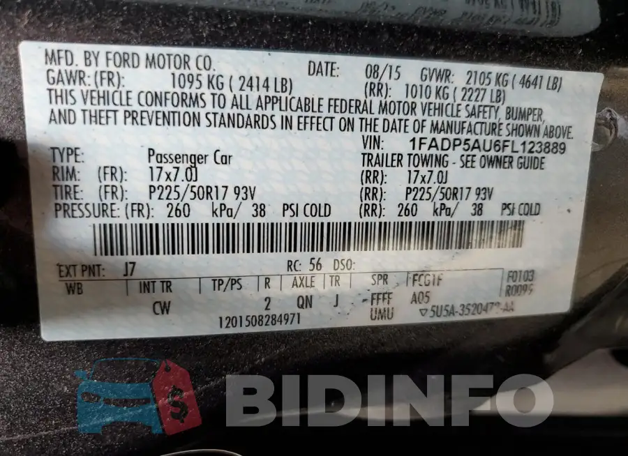 1FADP5AU6FL123889 Photo# 13
