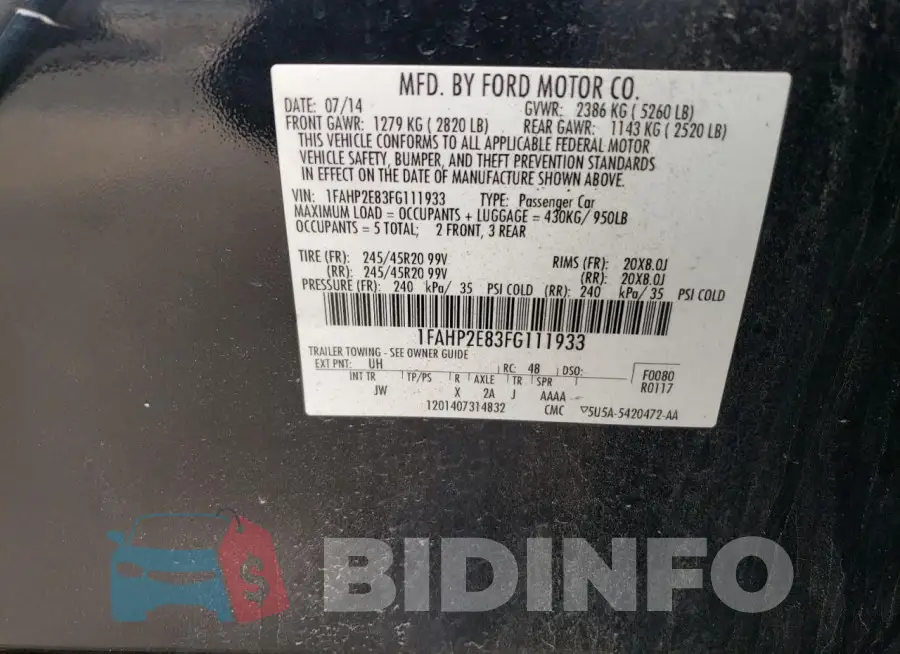 1FAHP2E83FG111933 Photo# 12