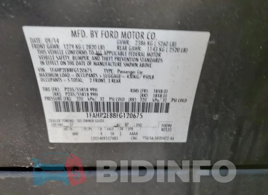 1FAHP2E88FG120675 Photo# 12