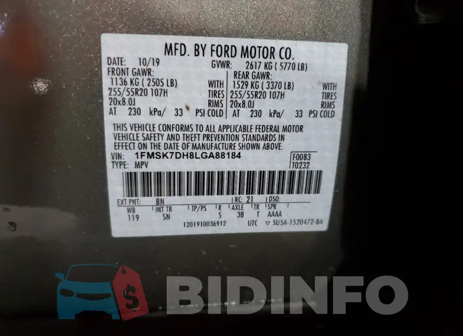 1FMSK7DH8LGA88184 Photo# 13