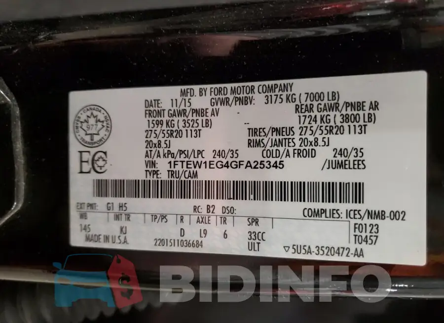 1FTEW1EG4GFA25345 Photo# 12