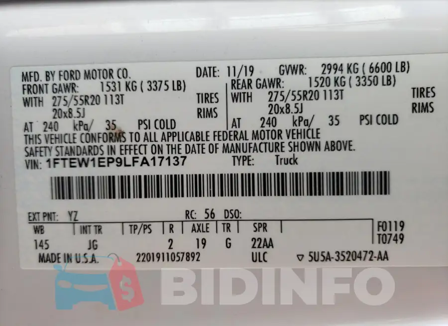 1FTEW1EP9LFA17137 Photo# 12