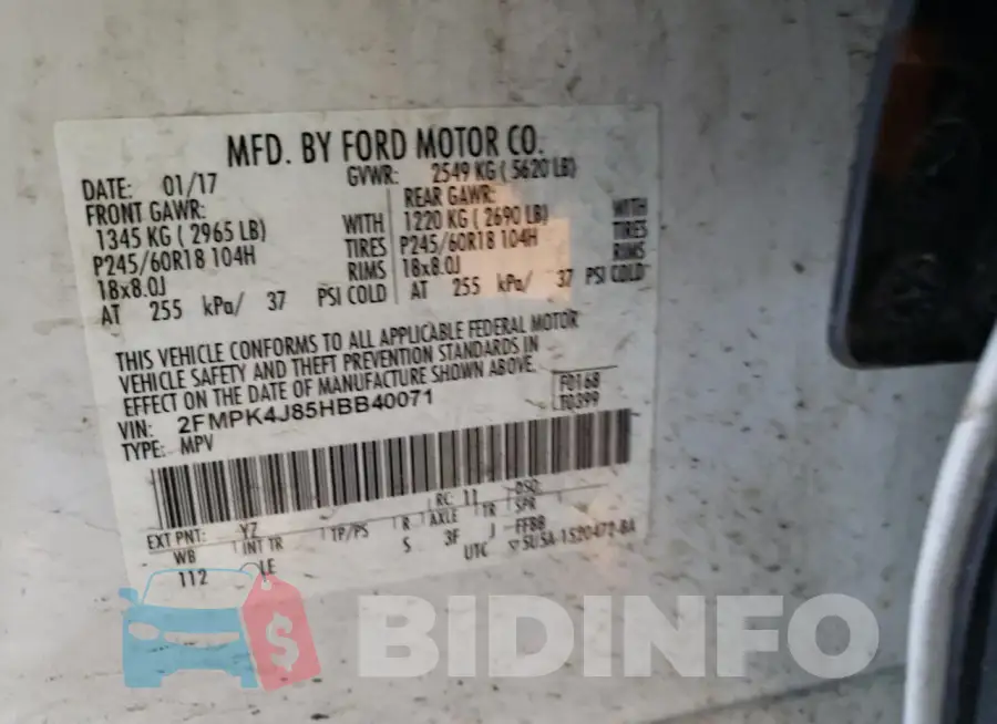 2FMPK4J85HBB40071 Photo# 12