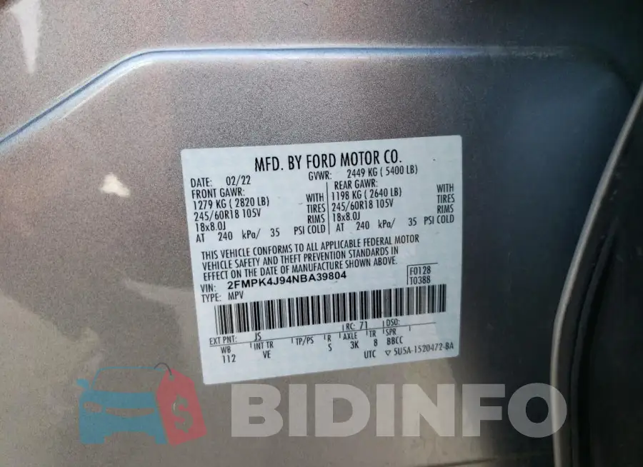 2FMPK4J94NBA39804 Photo# 12
