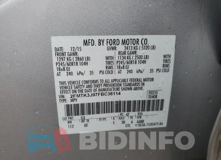 2FMTK3J97FBC38114 Photo# 13