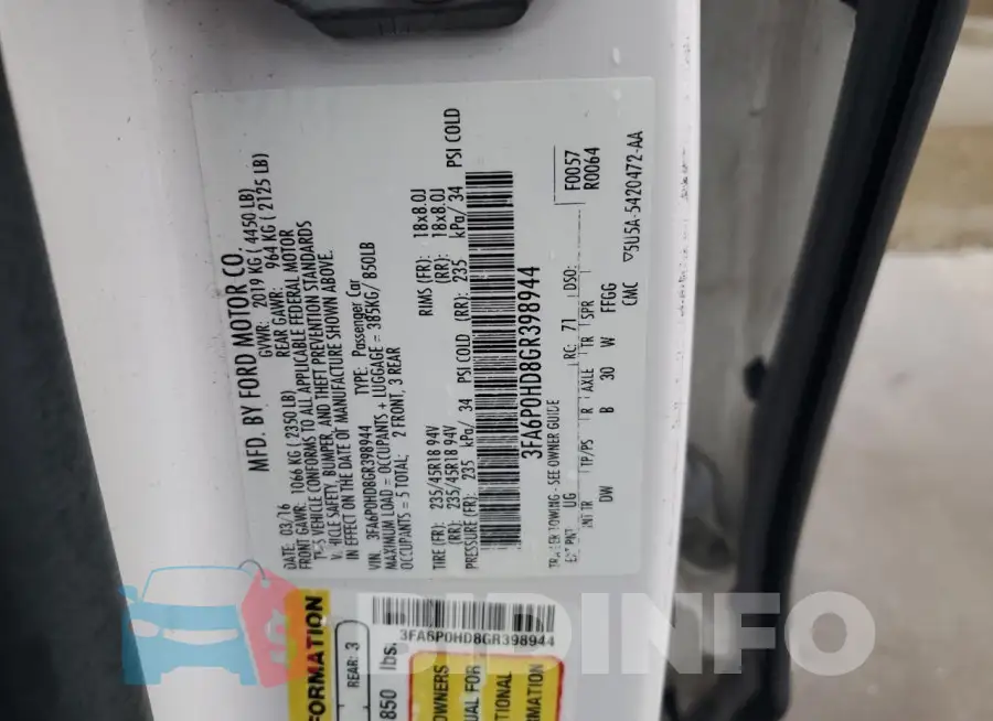 3FA6P0HD8GR398944 Photo# 12