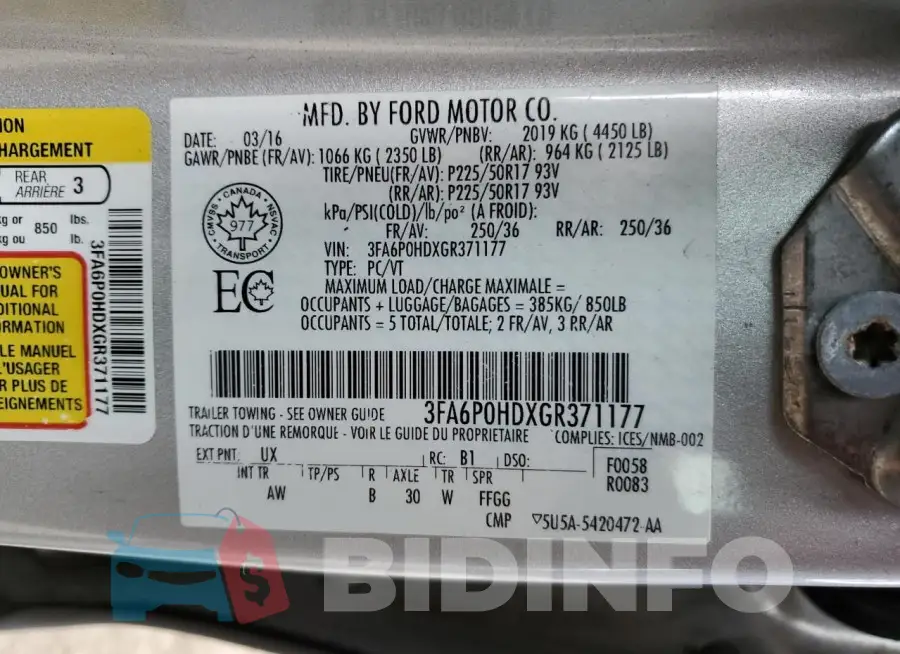 3FA6P0HDXGR371177 Photo# 12