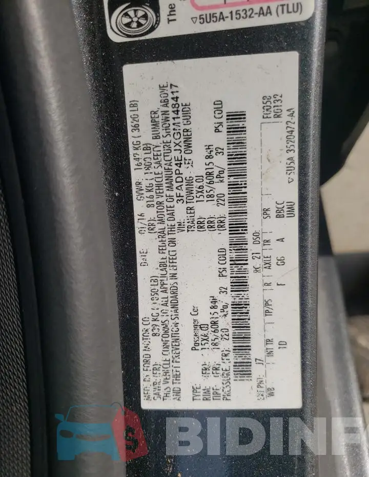 3FADP4EJXGM148417 Photo# 12