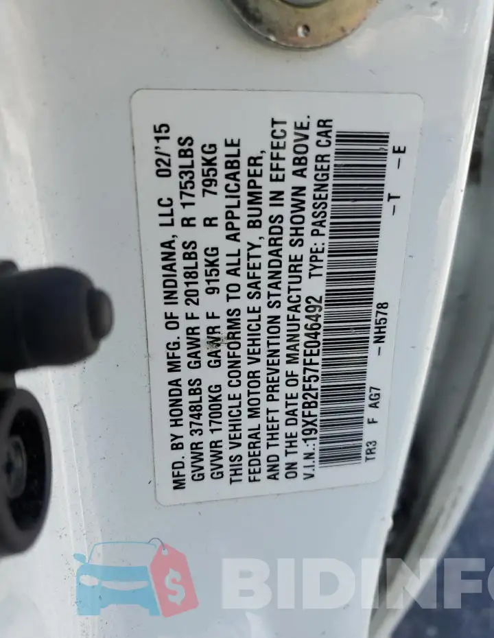 19XFB2F57FE046492 Photo# 13