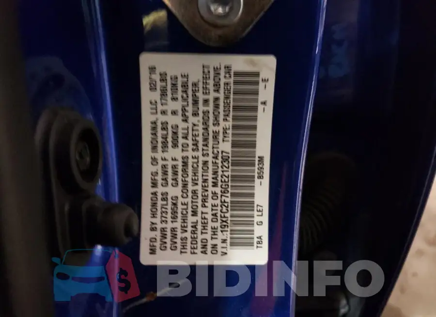 19XFC2F76GE212307 Photo# 12