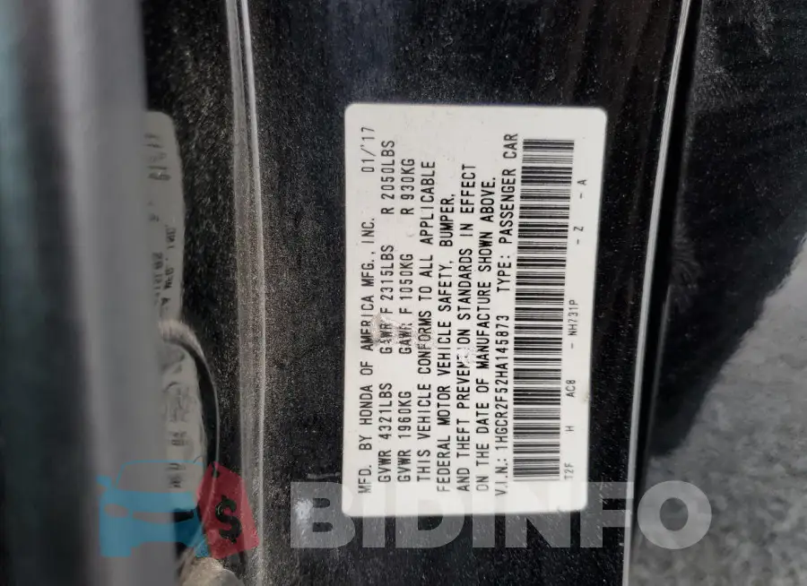 1HGCR2F52HA145873 Photo# 12