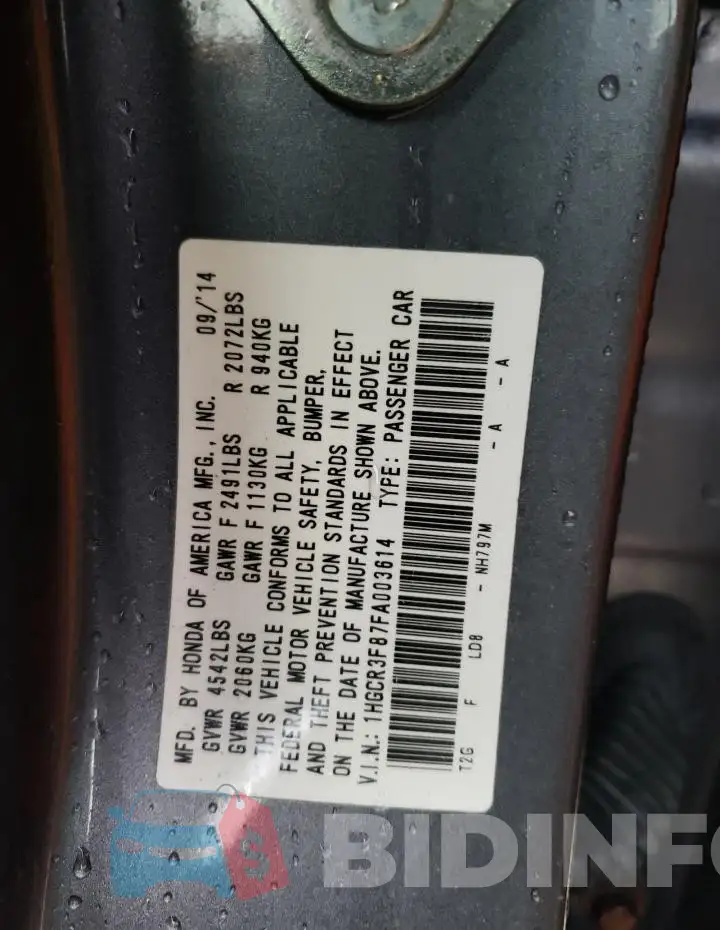 1HGCR3F87FA003614 Photo# 13